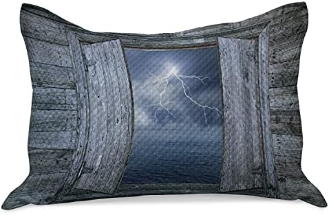Амбесон Природна плетена ватенка перница, грмотевици ноќе од прозорецот во приморски куќи сили на природата Тема печатење, стандардна