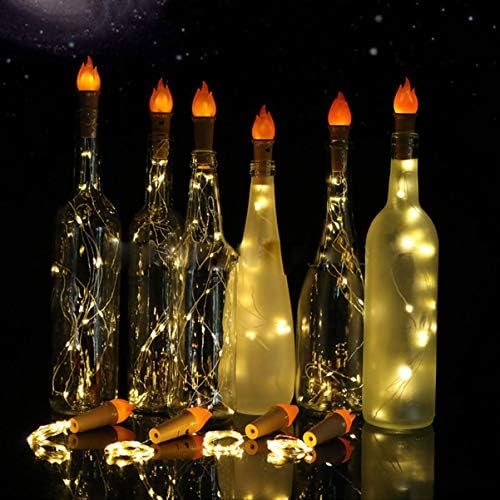 Solustre Mini шишиња со алкохол 10- Pack LED LED батерија управувана со жица светла пламен плута светло низа вино шише самовила жица