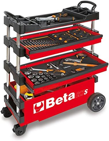 Бета - C27S -R - 4 количка за алатки за преклопување на одделот со тркала - црвена боја