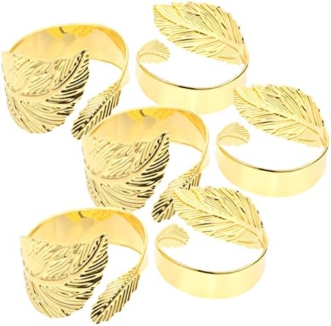 Bestoyard 30 парчиња лисја од салфетка прстени за трпезариска маса декор свадба декор свадба табела декор метални салфетки златни