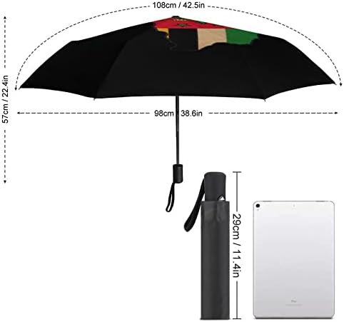 Доминика Мапа Знаме Патување Чадор Ветроупорен 3 Набори Автоматски Отворен Затвори Преклопен Чадор За Мажи Жени