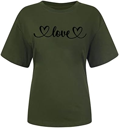 Дами летна есен маица облека кратка ракав памук срце loveубов графичка врвна кошула за тинејџерски девојки rh rh rh rh
