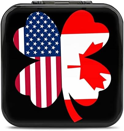 Американска Канада знаме за знаме Шамрок Игра за играта на картички за чување картички за складирање на картички 12 слотови Заштитно кутија