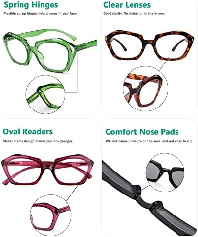 Очила за читање со 5 пакувања за читатели на жени кои ги дизајнираат овални леќи +0,75