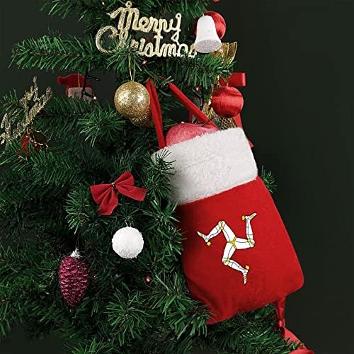 Лого Торби На Островот Ман Луксузна Торбичка Божиќна Вреќа за Празнични Украси