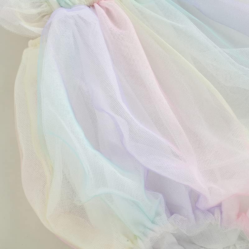 Акрупико новороденче девојче Ромпер фустан фустан без ракави за ракавици Тул Туту фустан Смачкана цветна печатена мрежа од меурчиња за меурчиња