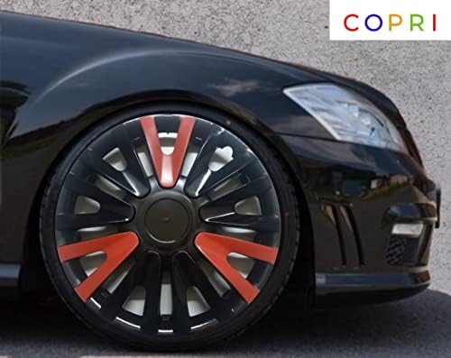 Копри сет од покривка од 4 тркала од 13 инчи црно-црвено-црвено-црвено-hubcap snap-on одговара на Форд