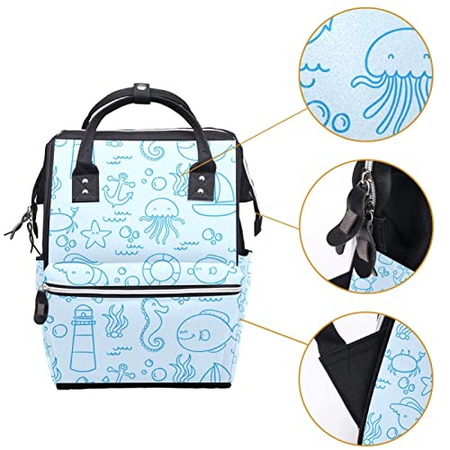 Океански Животни Торба За Пелени Торби За Мумии Ранец Со Голем Капацитет Торба За Пелени За Нега На Бебиња