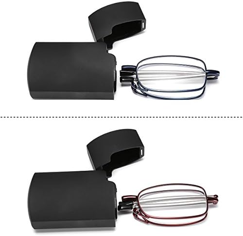 Feisey преклопување очила за читање 2 пакувања Unisex Reader Compact очила со Case B2432