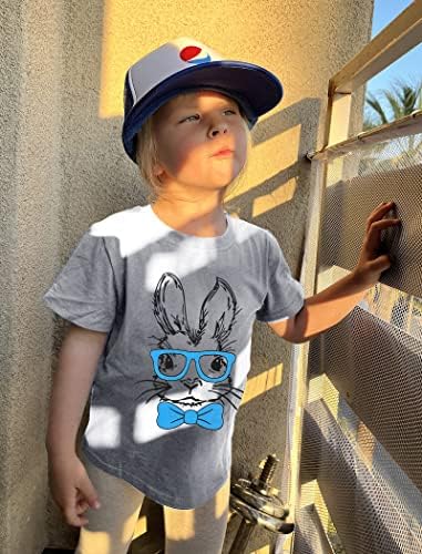 Детето бебе Велигденски зајаче со чаша кошула симпатична зајачка печати маичка Среќна мета за кратки ракави на Велигден
