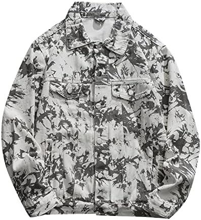 Менс мода со цврста боја скута случајна голема тексас џеб јакна за машка качулка од платно јакна