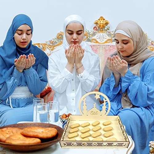 Кими Еид Мубарак Десерт Послужавник, Месечината Ѕвезда Плоча Послужавник За Исламски Муслимански Фестивал Партија, Десерт Храна Овошје За