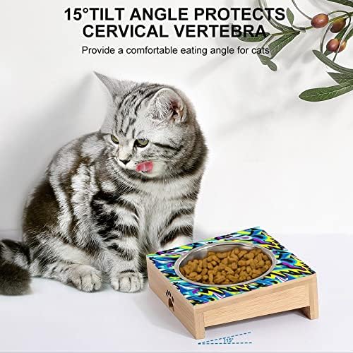 Сина графика_1 Анти-повратна чинија со мачки, покачена чинија за мачки за рамни мачки, мали кучиња, заштита на 'рбетот за домашни
