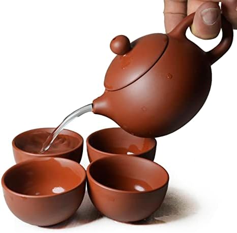 Yixing Клеј чајник 4 чаши сет ， Традиционален кинески сет за чај Кунг Фу