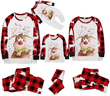 Божиќни пижами кошули за семејни долги ракави Божиќни пижами поставуваат празници Семејство за собирање облека за спиење со долг ракав
