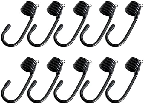 Закачалки за црн Капут Пластично Обложена Жица Банџи Кабел Куки: Банџи Кука 10 парчиња Спирална Жица Куки Крај За Еластична Лента За Врзување