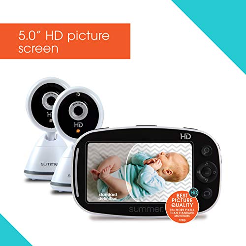 Летен Бебешки Пиксел Зум HD Дуо 5.0 Видео Монитор За Бебиња – Монитор За Бебиња Со Висока Дефиниција Со Појасни, Ноќни Погледи, Предупредувања
