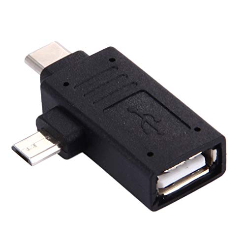 WBLUE Телефонски додатоци USB-C/Type-C машки + Micro USB машки до USB 2.0 Femaleенски адаптер