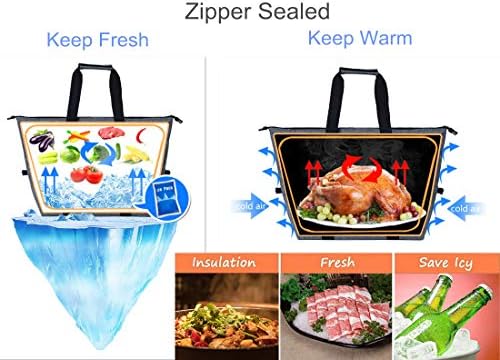 Изолирани ладилни торби за храна со патент за купување, патување, пикник или ручек, алумимална торба за тота за пена за замрзната ладна топла