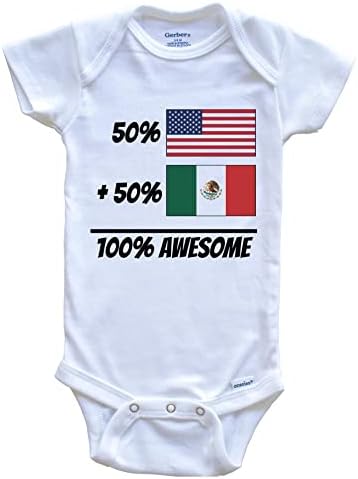 50% Американски плус 50% Мексиканец е еднаков на прекрасно слатко слатко мексико знаме едно парче бебешко тело