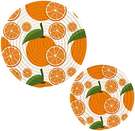 Портокали овошје држачи за тенџере за кујнски сили за топли садови 2 парчиња отпорни на топли топли влошки памучни конец ткаат жешки држачи