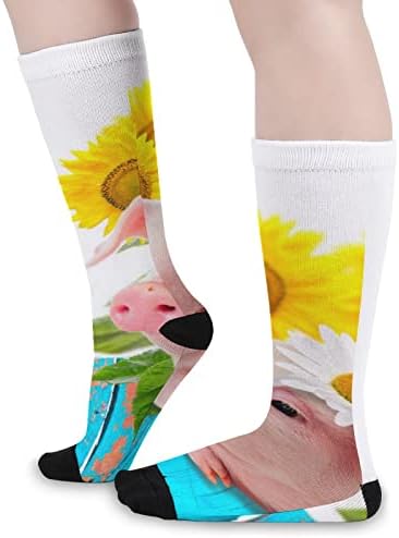 Смешни Свињи Сончоглед Боја Појавување На Високи Чорапи Модни Спортови Топли Чорапи За Мажи Жени