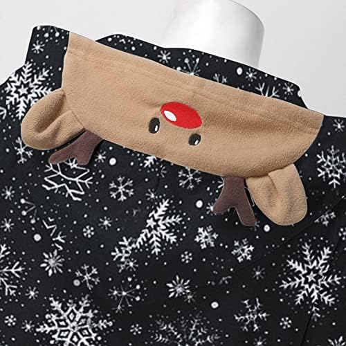 Божиќни пижами за сет за совпаѓање на семејството, 2022 Chirstmas Deer Print PJS Zipper Долг ракав симпатичен џемпери со качулка
