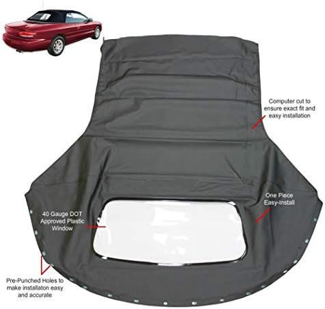 Fits: Chrysler Sebring 1996-2006 Convertible Top & Plastic Windows Black Sailcloth