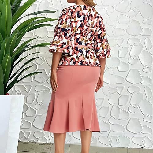 Фустан со миди Лизгање За Жени 2023 Мода За Жени Еднократна Должина На Половина Ракав Плус Големина Отпечаток На Подот Лабав Фустан за