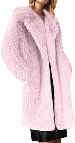 Women'sенски вештачки волна со долг ракав долг палто топол јакна faux долга ракав тело крзнена надворешна облека поштенска јакна