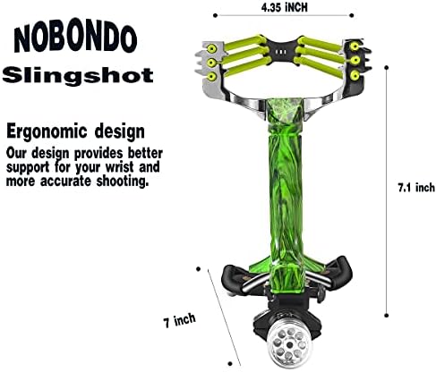 Силен преклопување на Нобдондо - Моќна прилагодлива ракета за slingshot со лов на лов на зглобот, катапулт со 2 гумени ленти и 100 топки