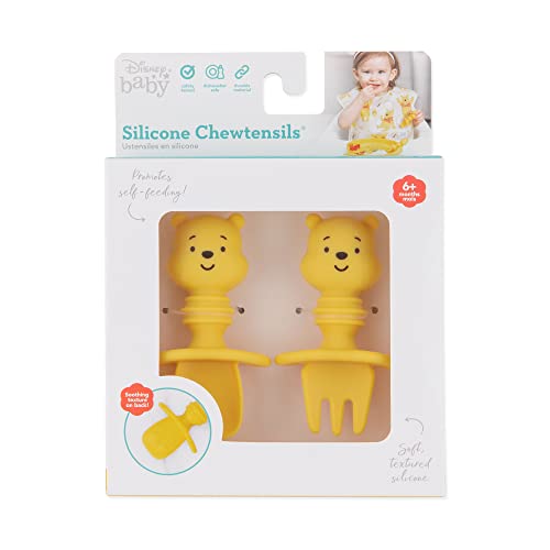 Прибор за bumkins, Disney Silicone Chewtensils, Бебе вилушка и лажица сет, прибор за обука, бебиња предводени од фаза 1 на возраст од 6 месеци+