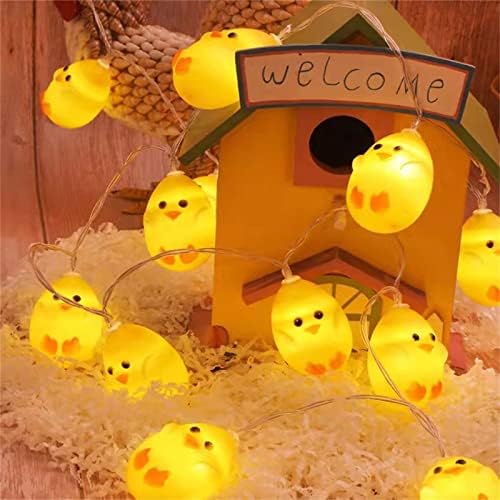 Топли божиќни светла жица Велигденски испукани јајца мали жолти пилешки зајаци испукани јајца шарени лесни жици за одмор