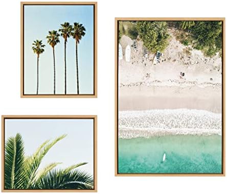 Кејт и Лорел Силви Тропска плажа врамени платно Canvas Wall Art Collection од Таи Печати и Ејми Петерсон, 3 парчиња природна, крајбрежна