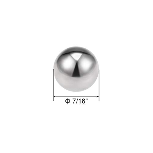 Uxcell 7/16-инчен топки за лежишта 304 не'рѓосувачки челик G100 прецизни топки 10 парчиња