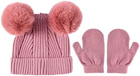 Qvkarw новороденче девојчиња момчиња мека топла плетена капа деца зимска капа цврста плетена ракавици дете дете