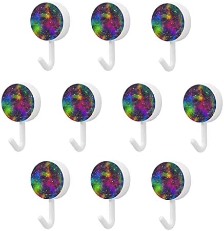 Светли разнобојни Универзум лепички куки сет од 10 тркалезни пластични куки без куки за wallидови за нокти за кујнска бања домашна канцеларија