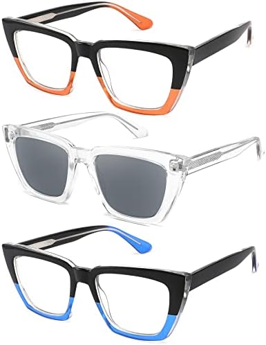 3 Спакувајте Преголеми Очила За Читање За Жени Блокирање На Сина Светлина Стилски Читачи На Компјутери За Мачкини Очи Очила За