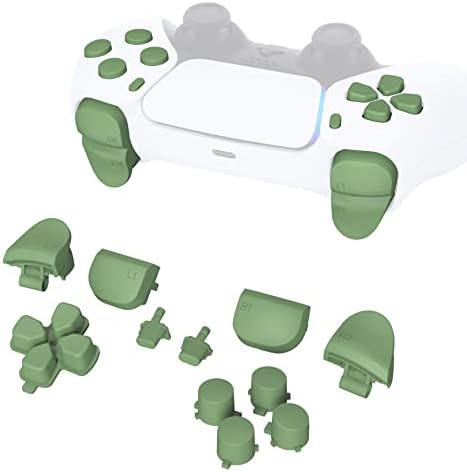Extrerate Matcha Green Green замена Комплетно поставување копчиња TouchPad Декоративна обвивка за трим, компатибилен со PS5 контролер