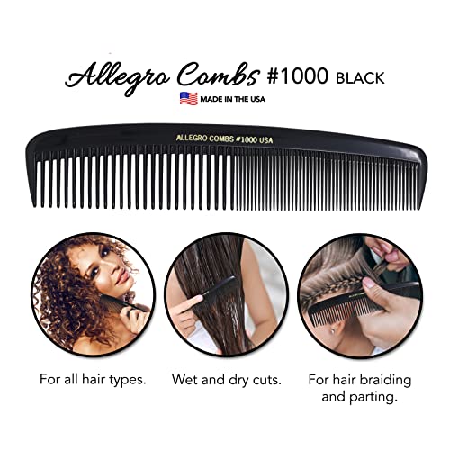Allegro Combs 1000 x-во-во-во-во-во-стилски чешел за сечење на косата, Барбер Стилист, ги чешла целта широко и фино заб направено во САД