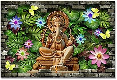 999STORE Lord Lord Ganesha Printed Canvas Sainting ULP36540359