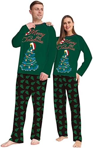 Божиќни пижами за семејни Божиќни PJs Постави комплети симпатични врвови за печатење на дрво и панталони за празници за пижами