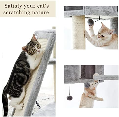 CXDTBH Мачка Маче Гребење Пост Дрво Со Играчка Глувчето Највисоко Ниво Кревет За Релаксирачки Нула Сисал За Играње