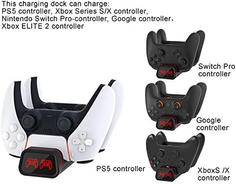 ABTSICA PS5 Контролер Полнач, Gamepad Контролер Станица За Полнење Приклучок Пренослив Полнач Држач За Додатоци PS5 Рачка Дисплеј