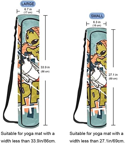Смешна цртана вселенска ракета ракета јога мат носач торба со рамо од каишот јога мат торба торба торба плажа торба