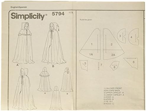 Едноставност женски Кејп Косплеј и Костими За Шиење Модели, Големини XS-L
