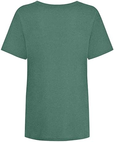 Велигденски ден случајна плус лабава маица за жени печати екипаж на кратки ракави врвови графичка шема туника летна блуза
