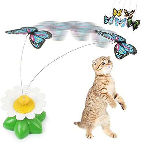 Оалк ротирачки електричен летачки пеперутка Шарена интерактивна мачка куче автоматска потпетица за разузнавање на птици, ротирачки