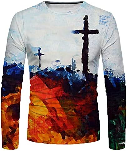 Маички за маички со маички со маички, пролетна улична вера Исус крст лав печатени хипстер мускули екипи на екипаж на врвови на врвови