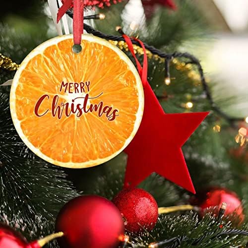 Свежи портокалови божиќни украси Симпатична храна овошје украси за новогодишна елка Керамички круг персонализирани Божиќни украси